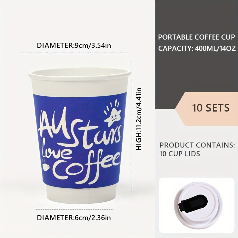 10pcs Portable Coffee Cups With Lids Hot Coffee Sharing Cups