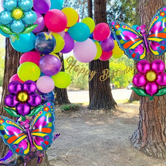 9pcs Butterfly & Flower Balloons, Party Wedding Birthday Decor