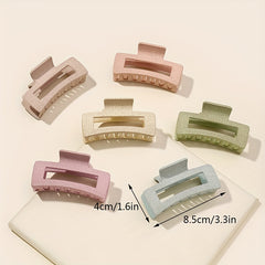 6pcs Frosted Hollow Rectangle Hair Claw Acrylic Shark Claw Hair Accessories
