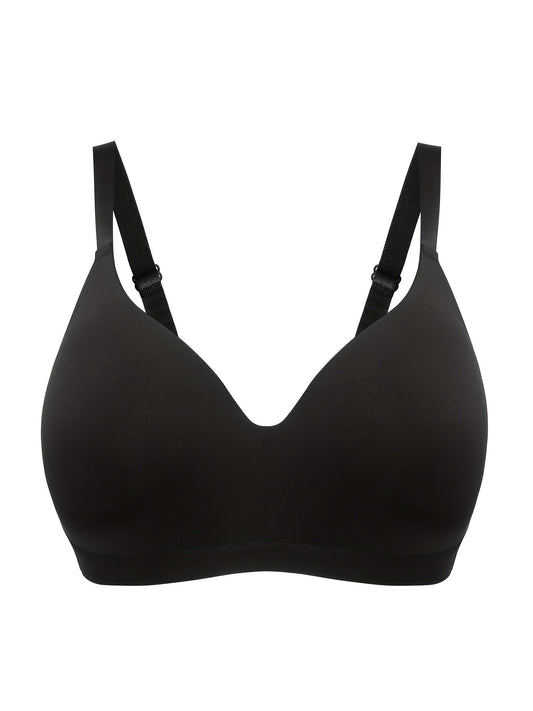 Women's Plus Size Wireless Padded T-shirt Bra - Adjustable Strap