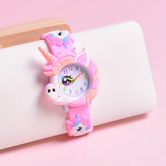 Unicorn Girls' Watch Pink Silicone Strap & Case Quartz Movement