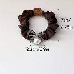 Rhinestone Boe Scrunchies Hair Tie Faux Pearl Hair Rope Elastic Ponytail Holder