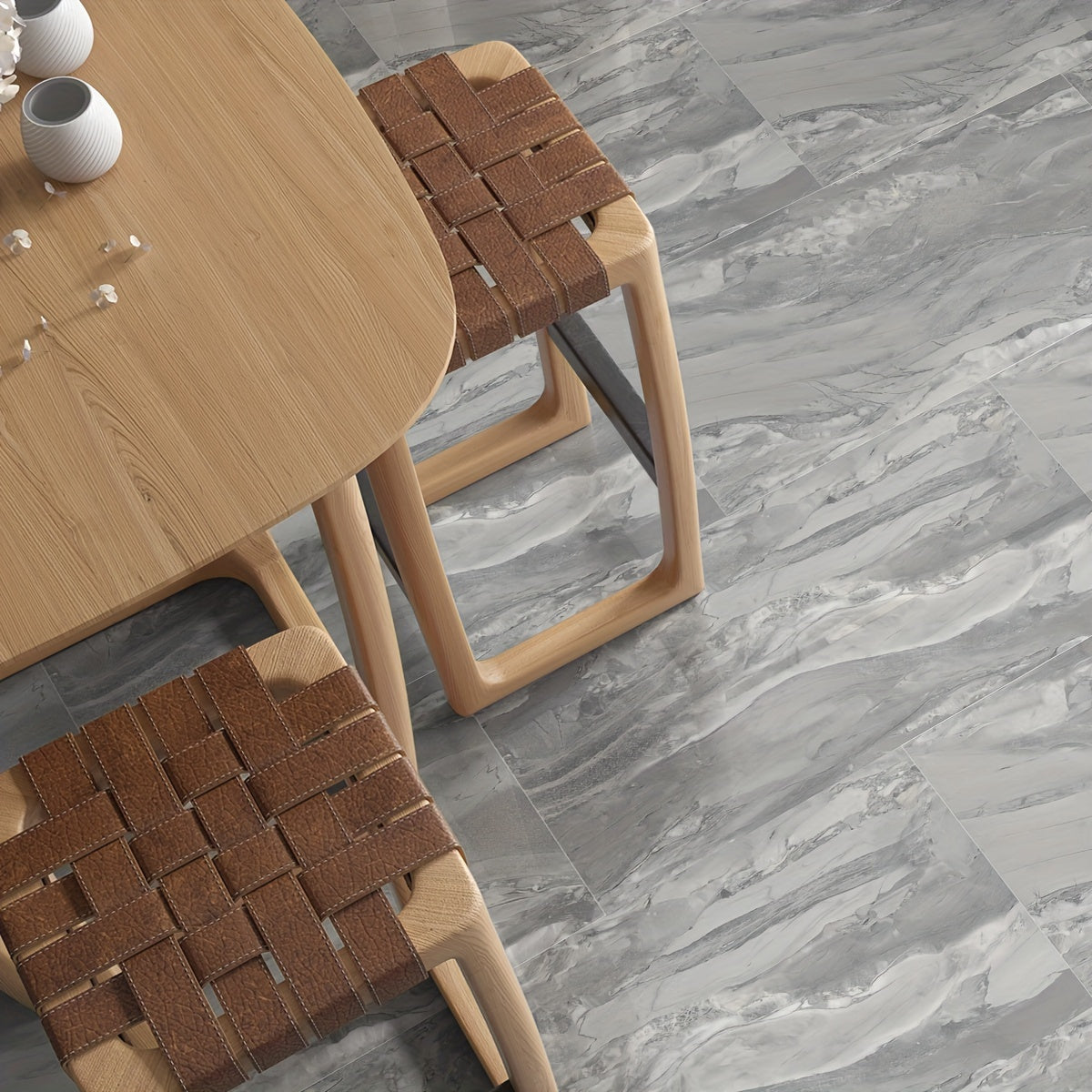 Marble Pattern Floor Stickers Waterproof Non-slip Tile Stickers