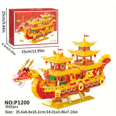 Small Particle Building Blocks Dragon and Phoenix Peacock Sailboat Luck Ornament