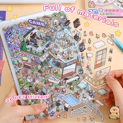 46pcs Landscape Sticker Collection 3D Villa Scene Stickers DIY Puzzle Toy