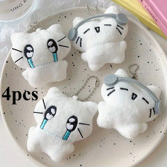 4pcs Headphones Crying Cat Plush Toy Pendant Soft Filled Bag Decoration