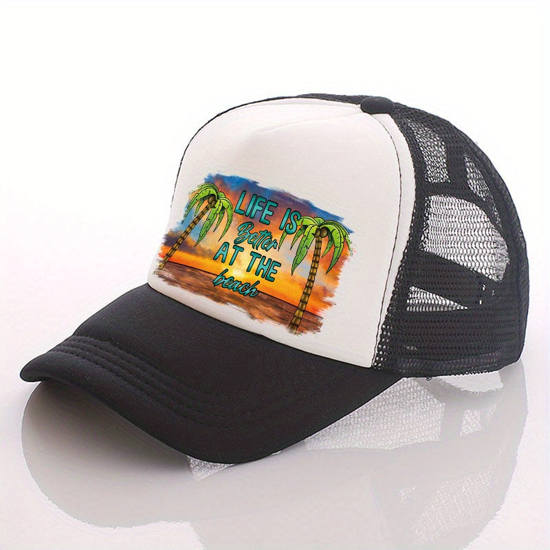 Summer Multicolor Hat Sunset Beach Print Hat For Men Men's Peaked Cap