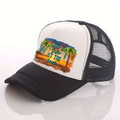 Summer Multicolor Hat Sunset Beach Print Hat For Men Men's Peaked Cap