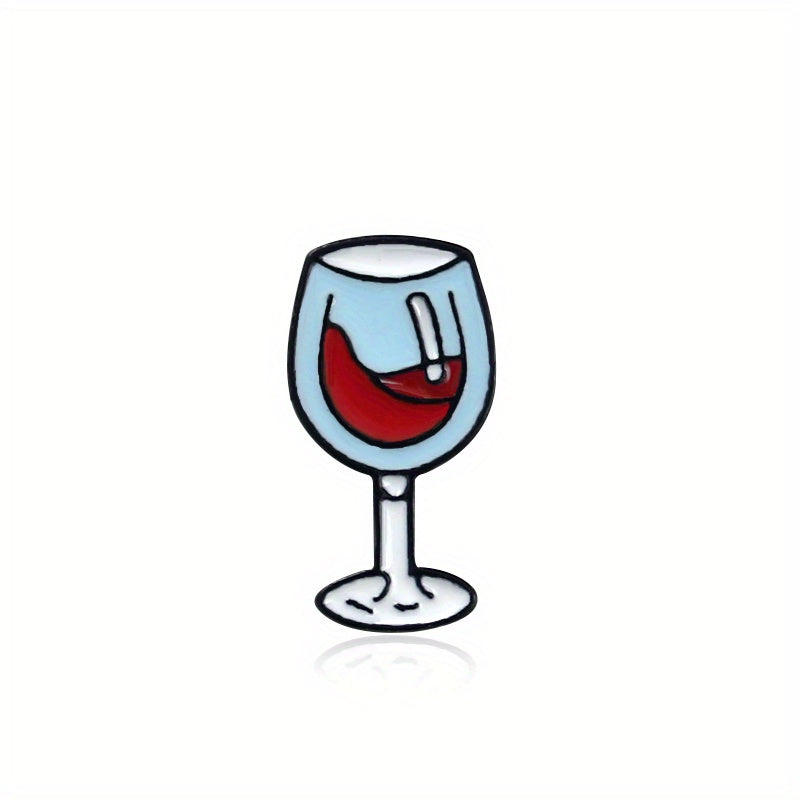 Cartoon Red Wine Bottle Wine Cup Jewelry Pin