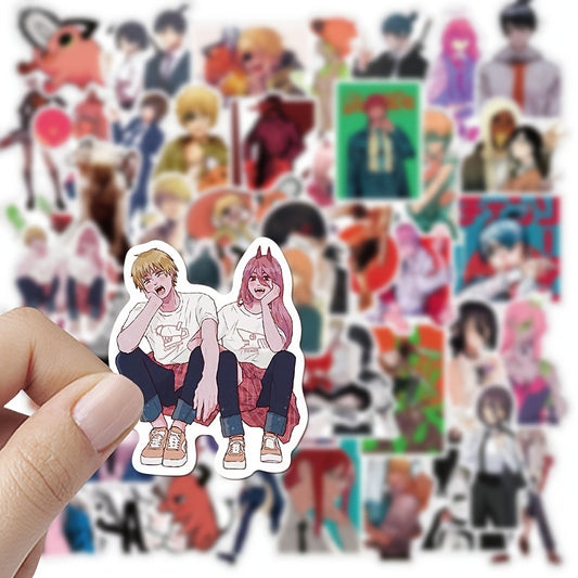 50pcs Chainsaw Man Denji Power Stickers Waterproof Graffiti Decals
