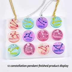 12 Zodiac Constellations Resin Molds Round Zodiac Sign Epoxy Resin Molds