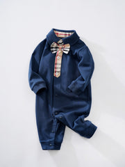 Baby Long Sleeve Jumpsuit with Bow Tie