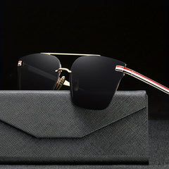Square Striped UV400 Sunglasses for Driving Vacation Travel