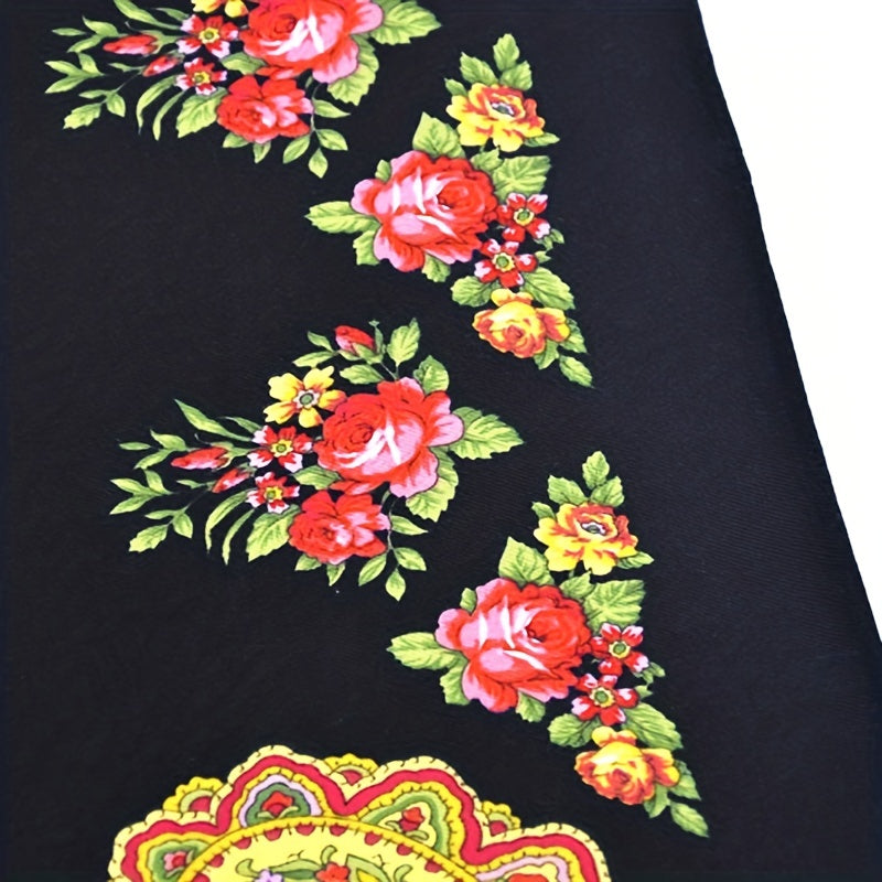 Flower Print Tassel Scarf Vintage Windproof Shawl Women