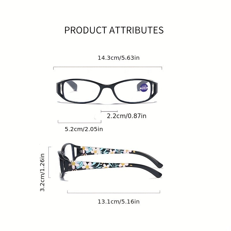 Print Flower Anti Light Blocking Reading Glasses For Women