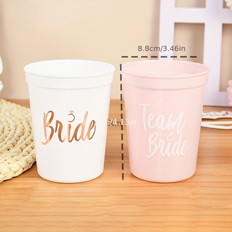 5 Pack Team Bride Plastic Drinking Cups - Perfect Bachelorette Party Favor