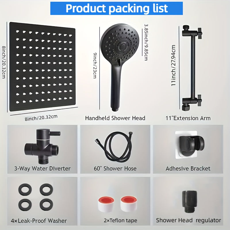 High Pressure Shower Head Combo with Extension Arm
