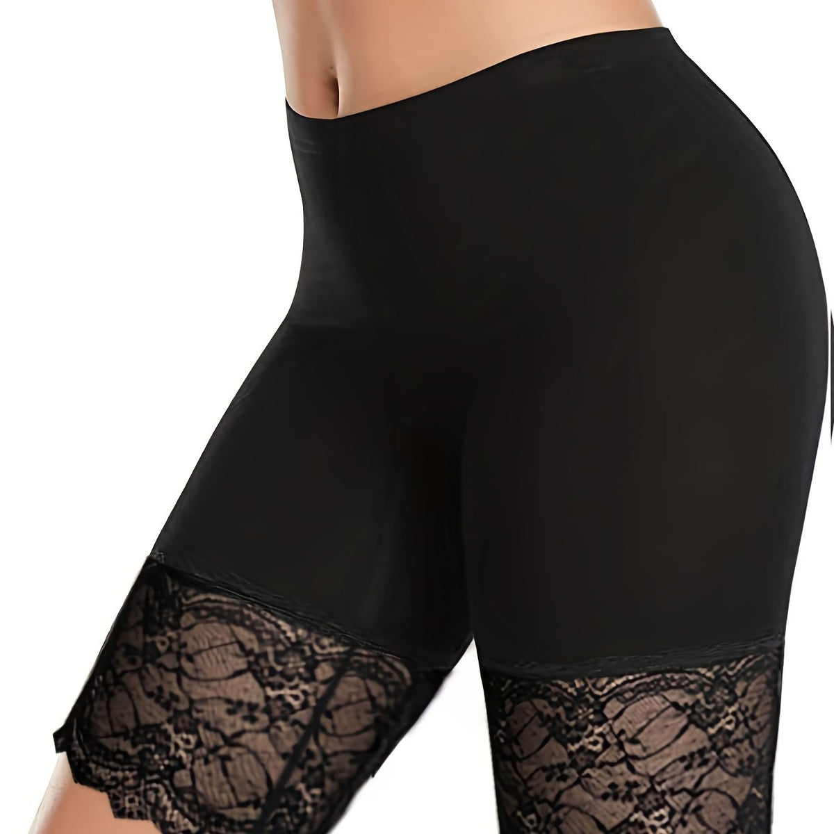 Lace Stitching Skinny Leggings Casual Stretchy Leggings for Spring & Summer