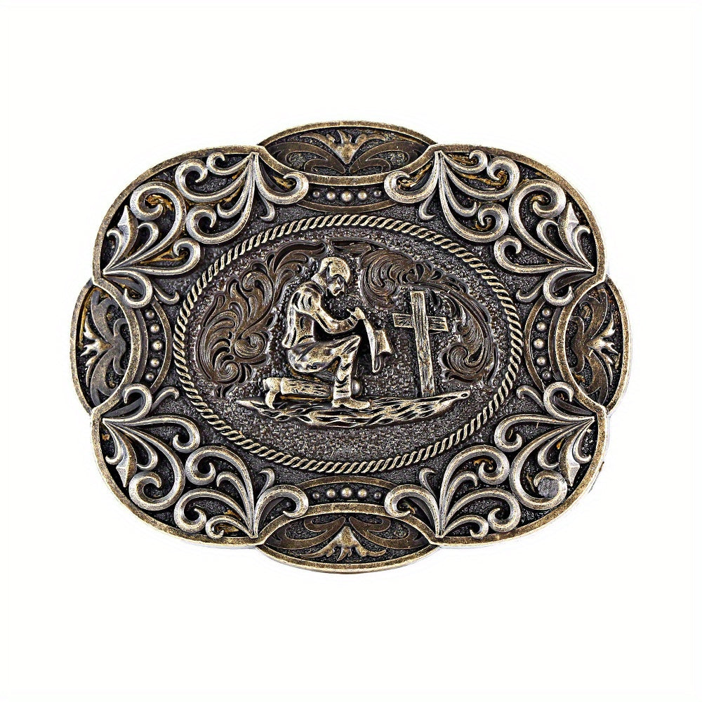 Cowboy Belt Buckle Prayer Pattern Man Belt Buckle