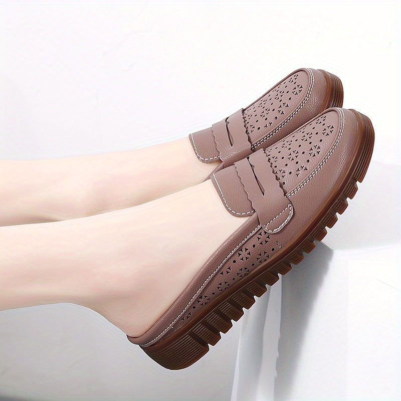 Women's Hollow Out Mule Sneakers Lightweight Slip On Shoes Breathable Closed Toe