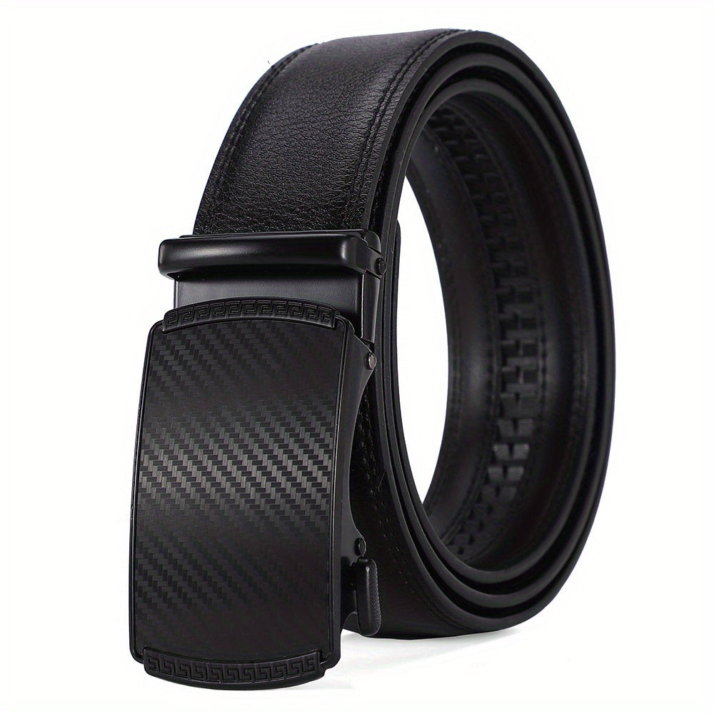 Men's Automatic Buckle Leather Belt Casual Retro Ratchet Belt