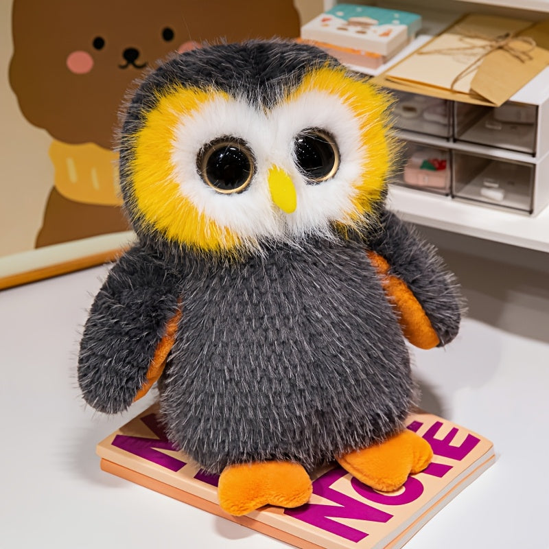 Big Eyed Owl Plush Doll Soft Stuffed Animal with Orange Beak