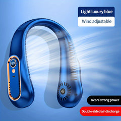 USB Charging Hanging Neck Cooling Fan Digital Display Power Fan