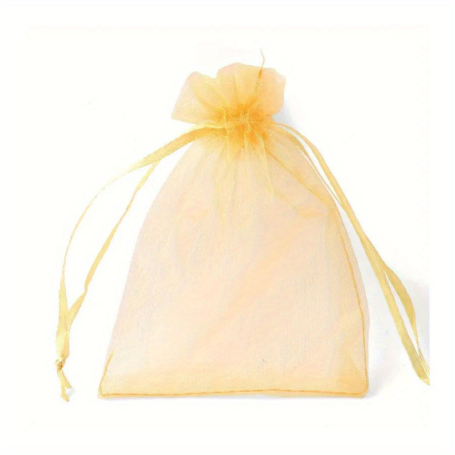 10pcs Organza Bags Drawstring Gift Bags Transparent Jewelry Holiday Party Bags