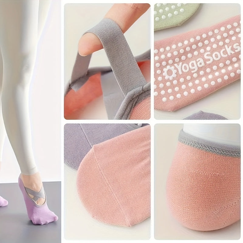 3 Pairs Yoga Socks Cross Strap Non Slip Pilates Barre