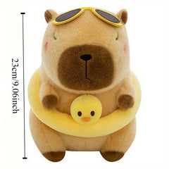 Pink Capybara Plush Toy with Floral Outfit Stuffed Animal