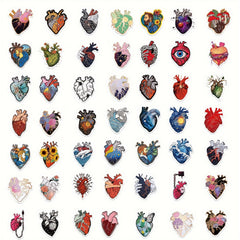 50pcs Cartoon Art Heart Graffiti Stickers for Laptop Helmet Water Cup DIY