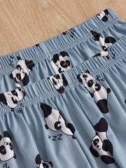 Panda Print Pajamas Set Short Sleeve - Women's Sleepwear