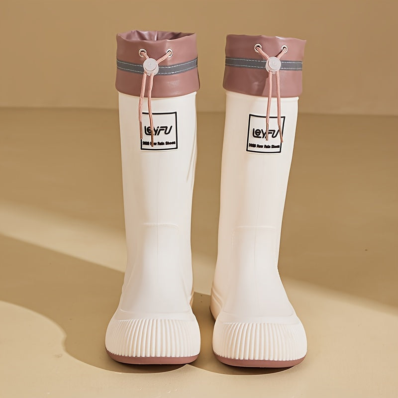 Women's Thick High Water Shoes Waterproof Non-slip Rain Glue Shoes