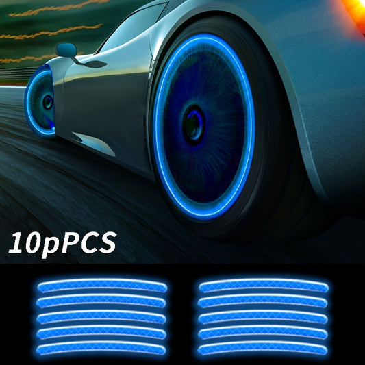 10pcs Reflective Hub Stickers for Car, Bicycle, Moto