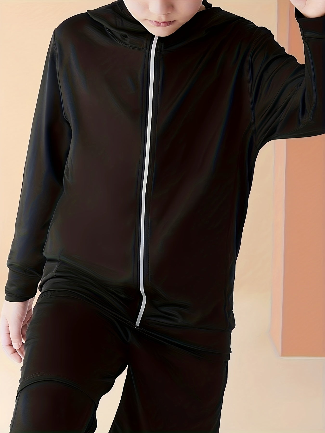 Boys Sports Zipper Hooded Top Long Sleeve Jacket - Quick Dry