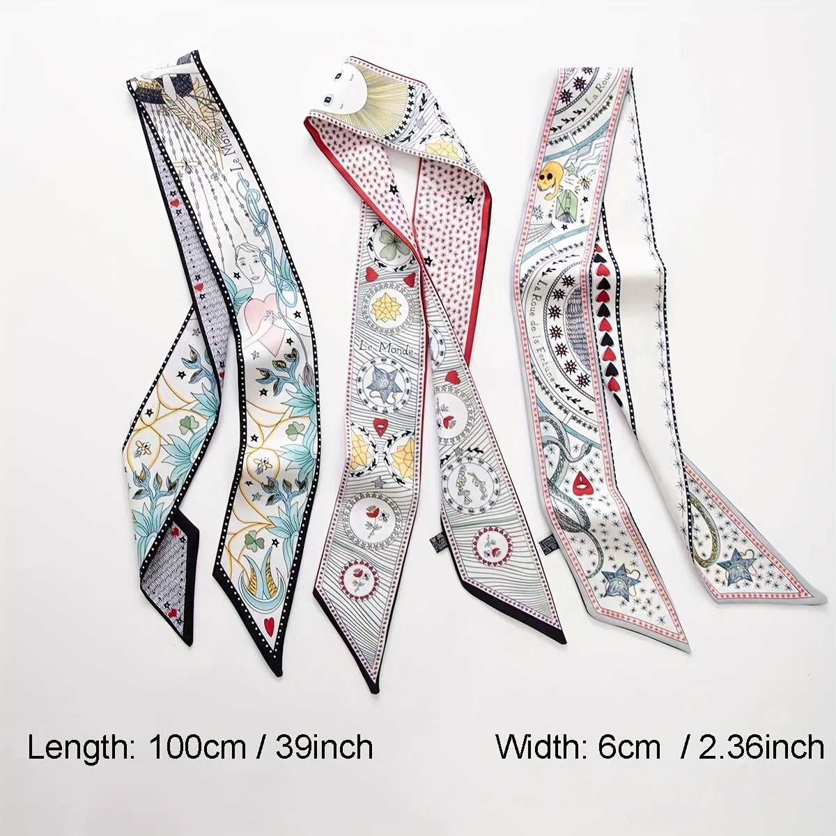 Tarot Double Layer Twill Scarf Silk Ribbon Neckerchief Bag