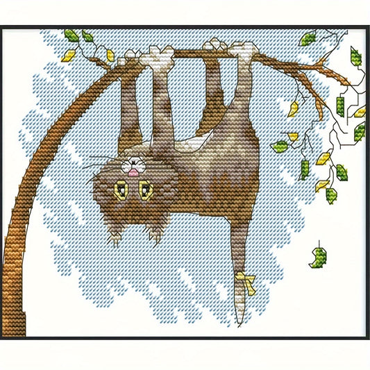 Cross Stitch Animal Series Upside down Cat DIY Embroidery Kit