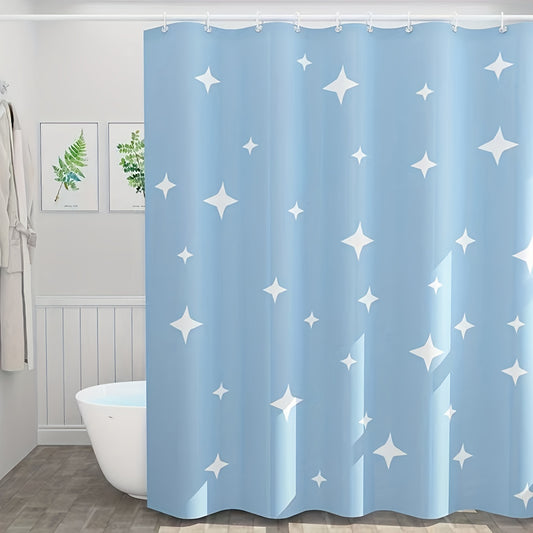 Waterproof Star Shower Curtain 12 Hooks Light Bathroom Decor