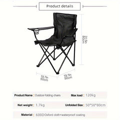 600D Folding Chair Oxford Cloth Backrest Chair For Outdoor Camping Fishing