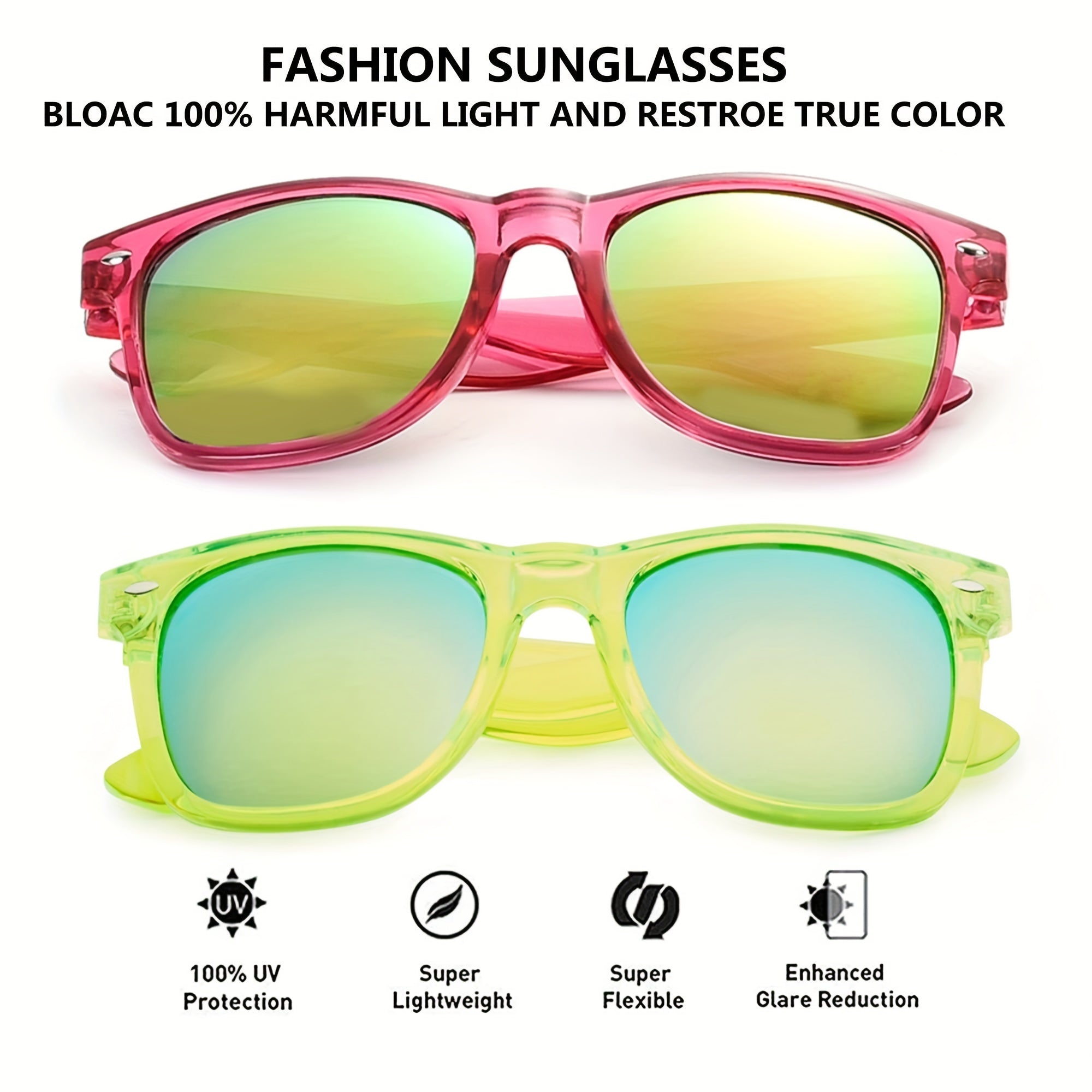 Translucent Frame Colorful Mirror Sunglasses UV Protection for Men