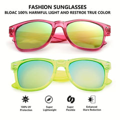Translucent Frame Colorful Mirror Sunglasses UV Protection for Men