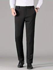 Men's Warm Fleece Dress Pants - Fall/Winter Business Formal Stretch Pant