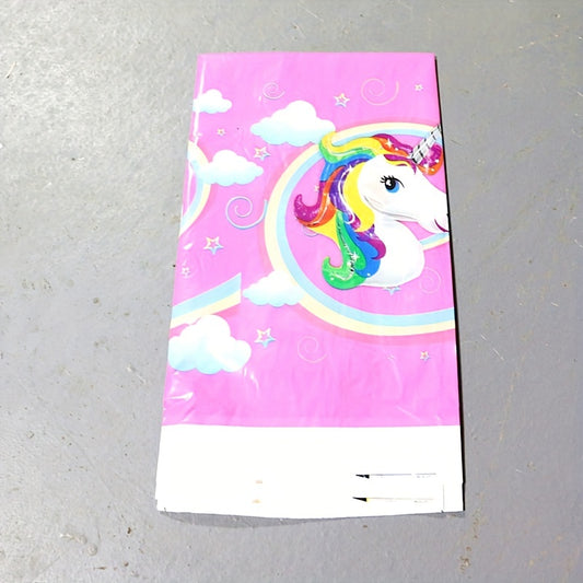 Rose Pink Cloud Unicorn Tablecloth Colorful Unicorn Table Cover For Birthday