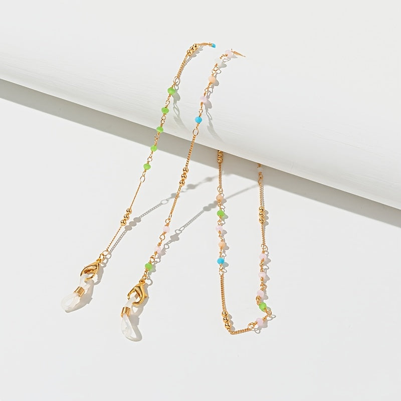Colorful Crystal Glasses Chain Beaded Mask Chain Alloy Glasses Holder