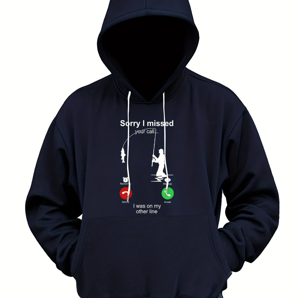 Men's Fishing Print Hoodie Stretch Hooded Sweatshirt Pullover Top