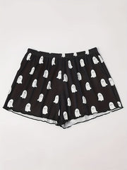 Cartoon Ghost Lounge Shorts Women's Casual Elastic Waistband Shorts