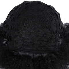 Short Afro Curly Synthetic Hair Wigs Fluffy Hair Replacement Wigs