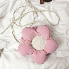 Flower Shape Puff Shoulder Bag Zipper Nylon Crossbody Bag