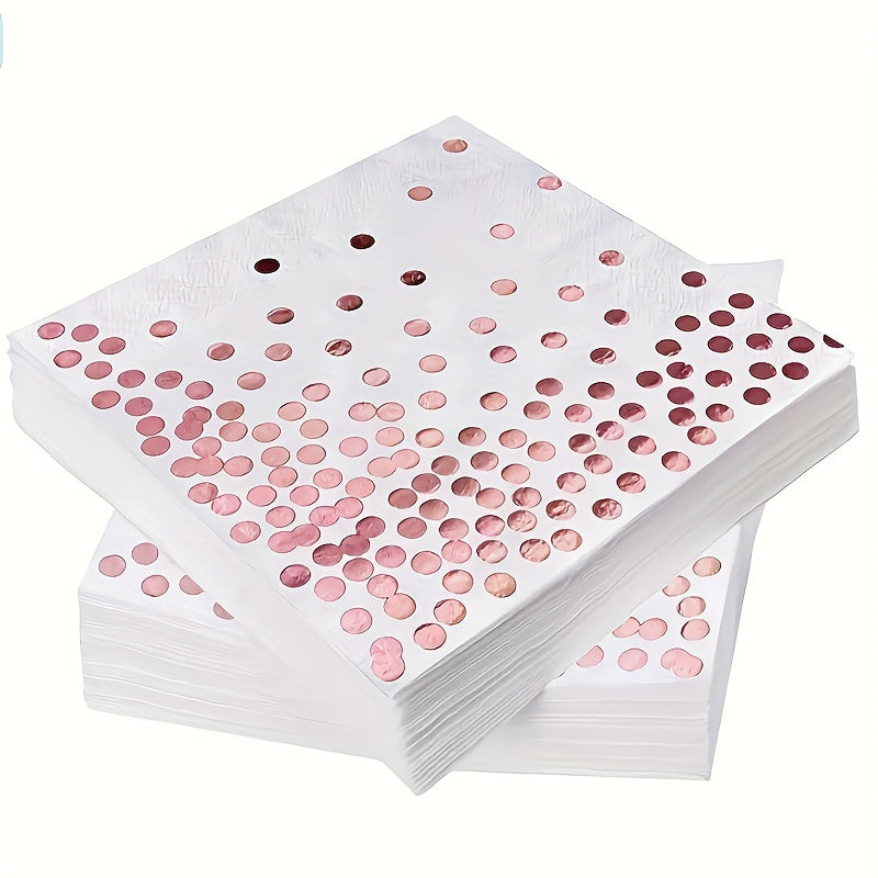 25pcs Bronzing Polka Dot Napkins Plates Cups Party Supplies