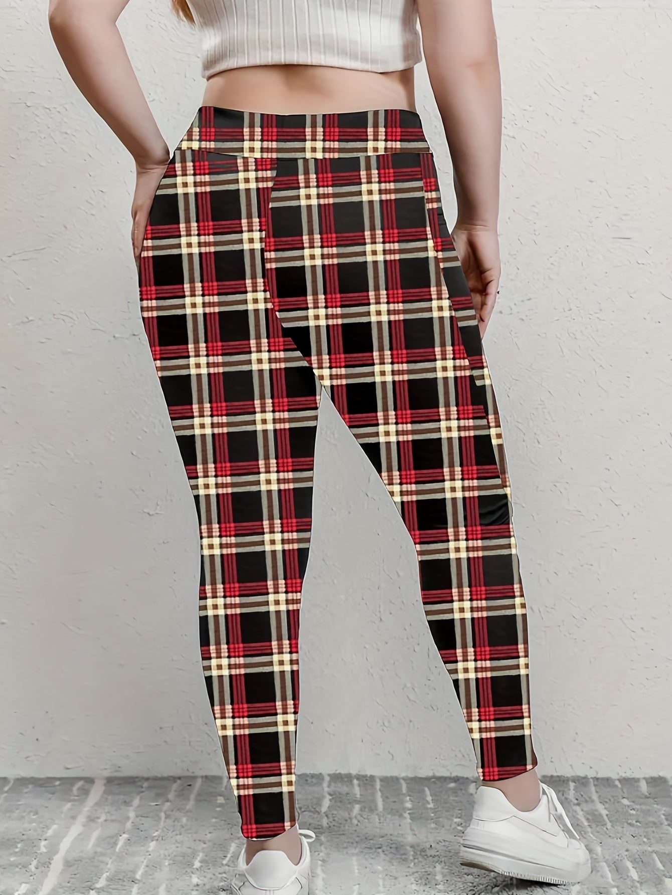  Plaid Print High Stretch Leggings